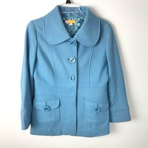 Tulle | Blue Wool Jacket Retro Mod Jewel Tone